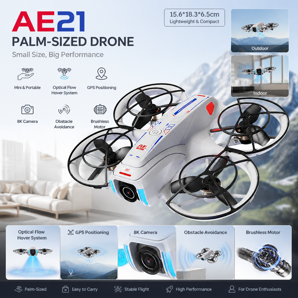 2026 New AE21 Mini Drone 8K HD - Drone Kit Tricopter ulasan dan harga